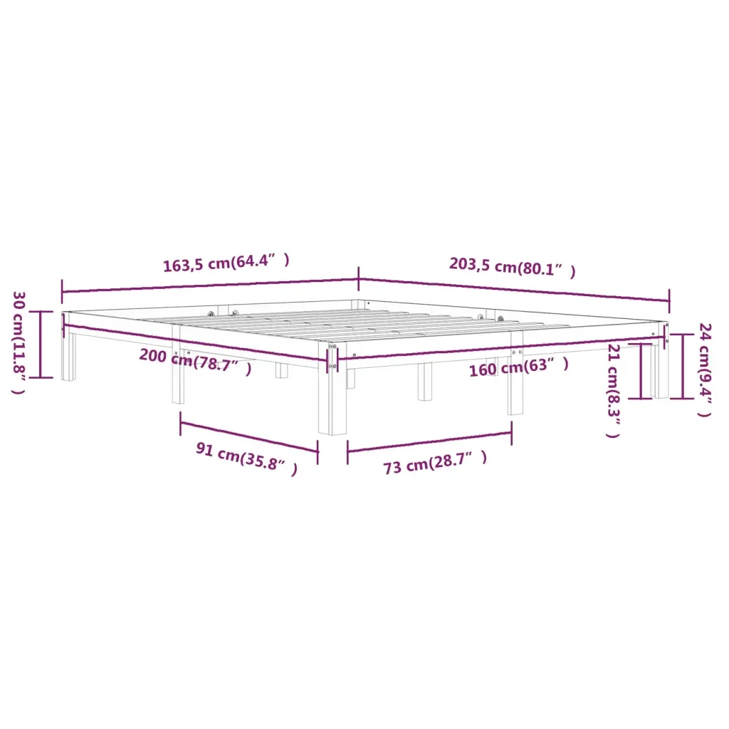 Letto matrimoniale | Letto per adulti | Giroletto Bianco in Legno Massello di Pino 160x200 cm - Image 8