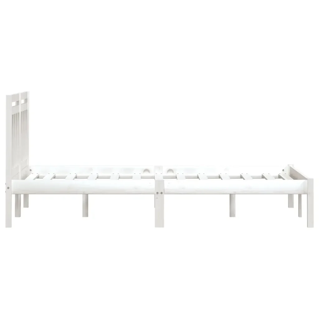 Letto matrimoniale | Letto per adulti | Giroletto Bianco in Legno Massello di Pino 160x200 cm - Image 5