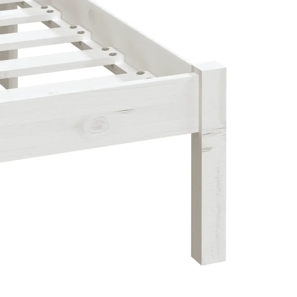 Letto matrimoniale | Letto per adulti | Giroletto Bianco in Legno Massello di Pino 160x200 cm - Image 7