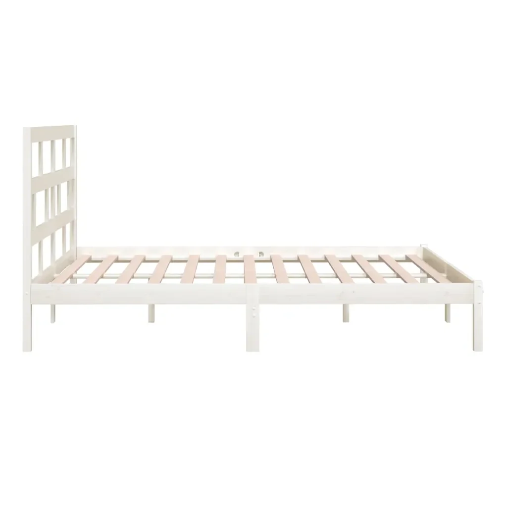 Letto matrimoniale | Letto per adulti | Giroletto Bianco in Legno Massello di Pino 200x200 cm - Image 6