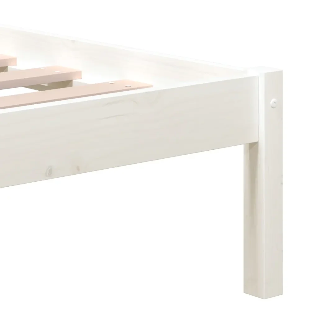 Letto matrimoniale | Letto per adulti | Giroletto Bianco in Legno Massello di Pino 200x200 cm - Image 7