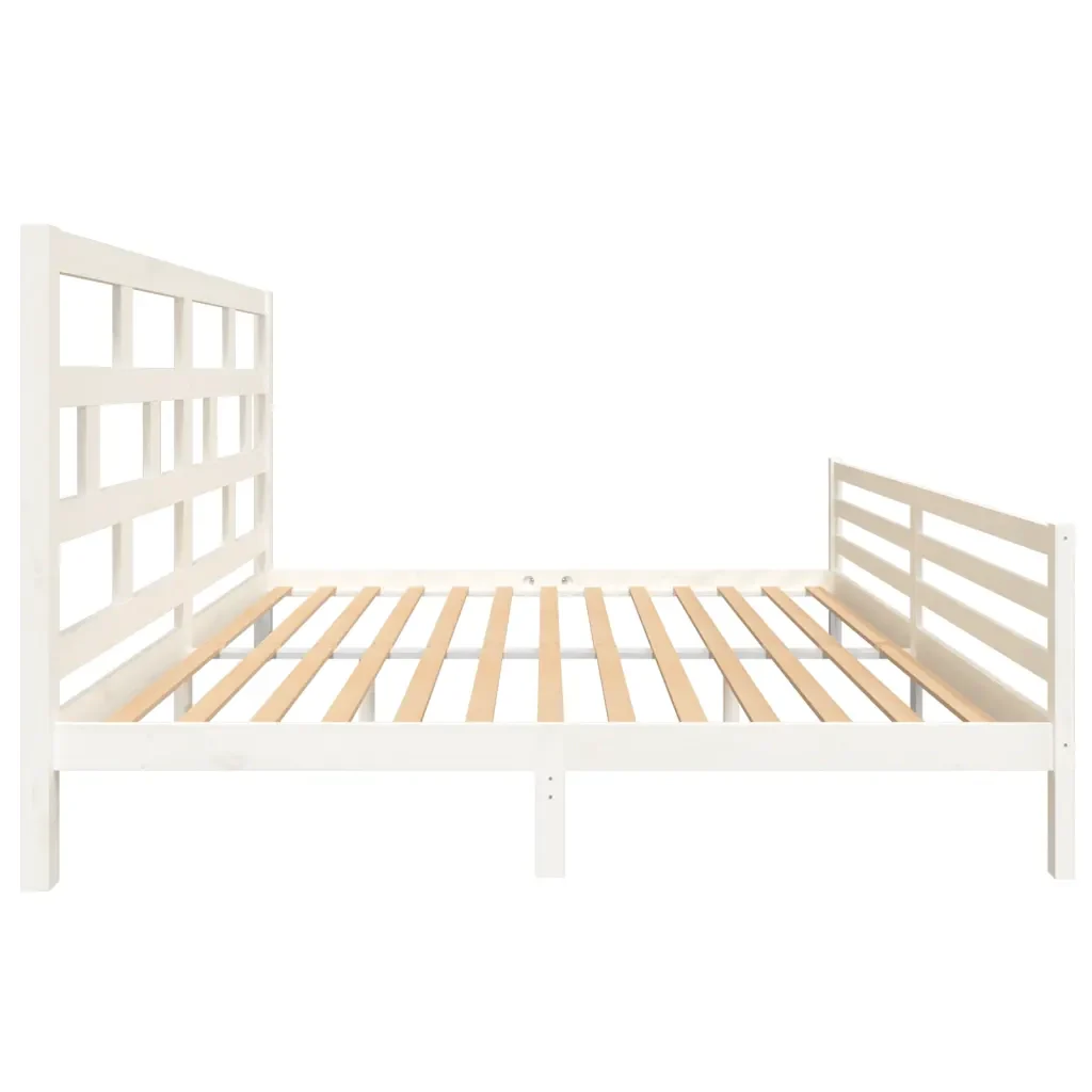 Letto matrimoniale | Letto per adulti | Giroletto Bianco in Legno Massello di Pino 200x200 cm - Image 5