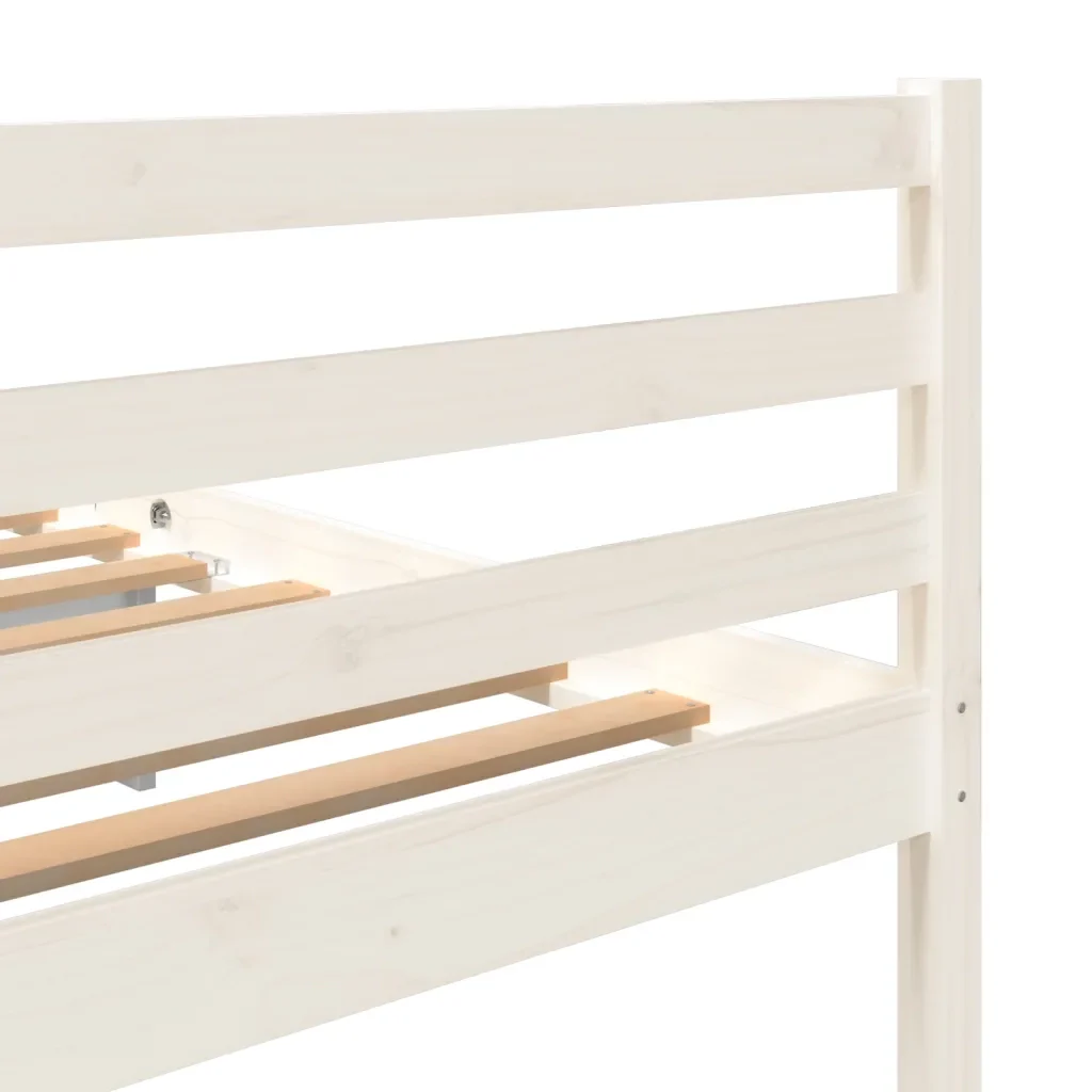 Letto matrimoniale | Letto per adulti | Giroletto Bianco in Legno Massello di Pino 200x200 cm - Image 6