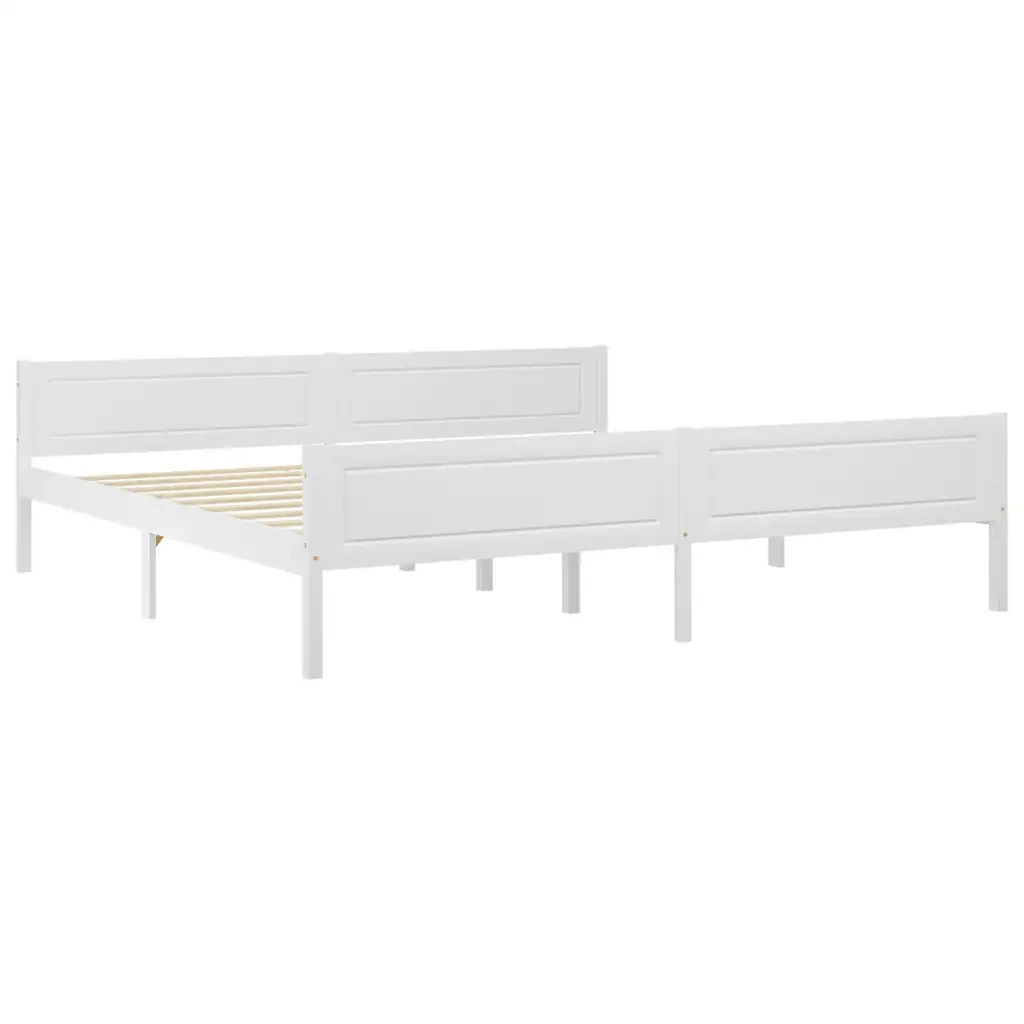 Letto matrimoniale | Letto per adulti | Giroletto Bianco in Legno Massello di Pino 200x200 cm - Image 2