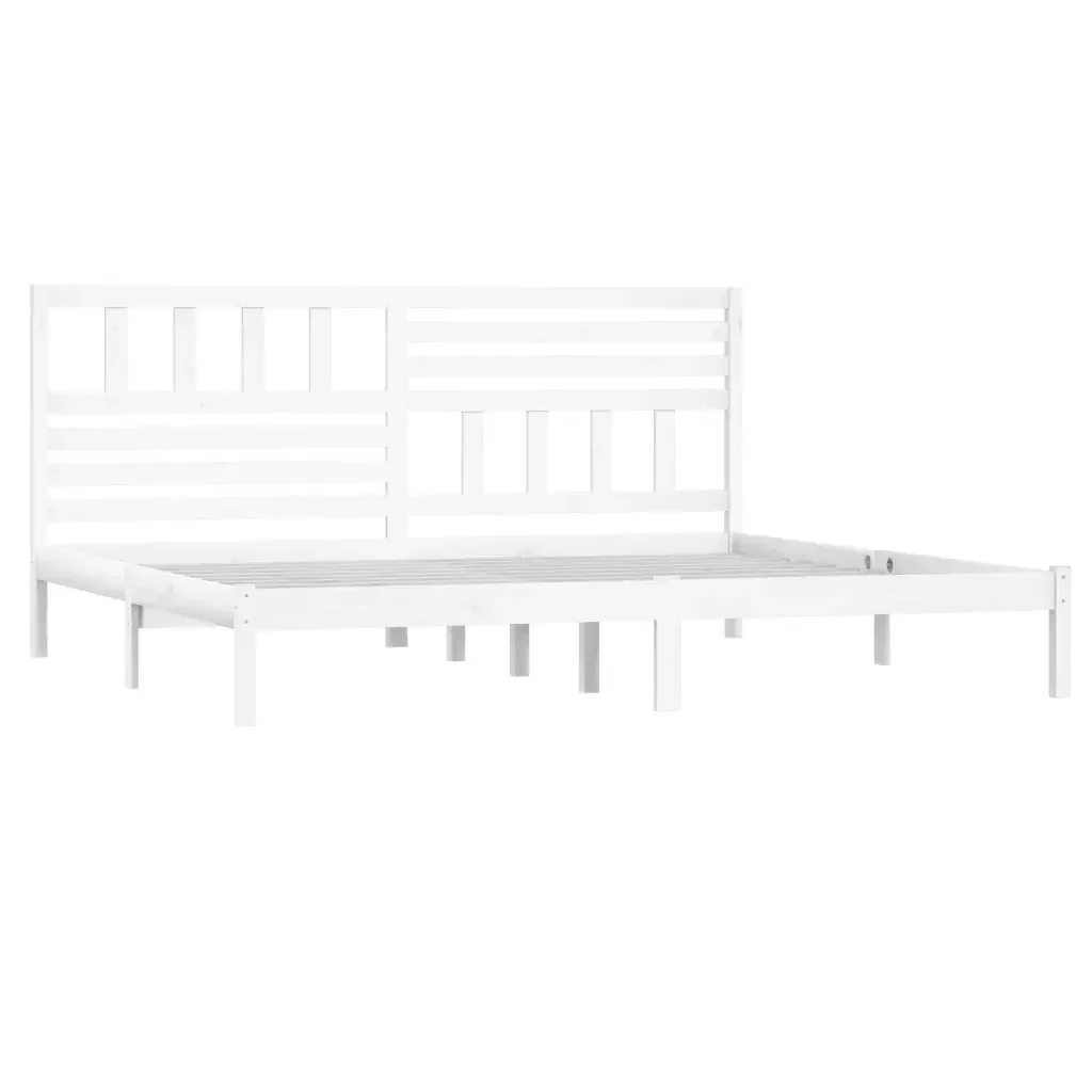 Letto matrimoniale | Letto per adulti | Giroletto Bianco in Legno Massello di Pino 200x200 cm - Image 4