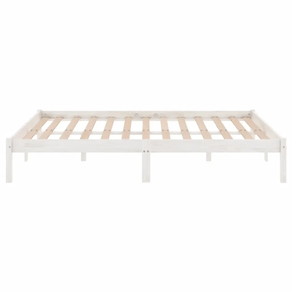 Letto matrimoniale | Letto per adulti | Giroletto Bianco in Legno Massello di Pino 200x200 cm - Image 5