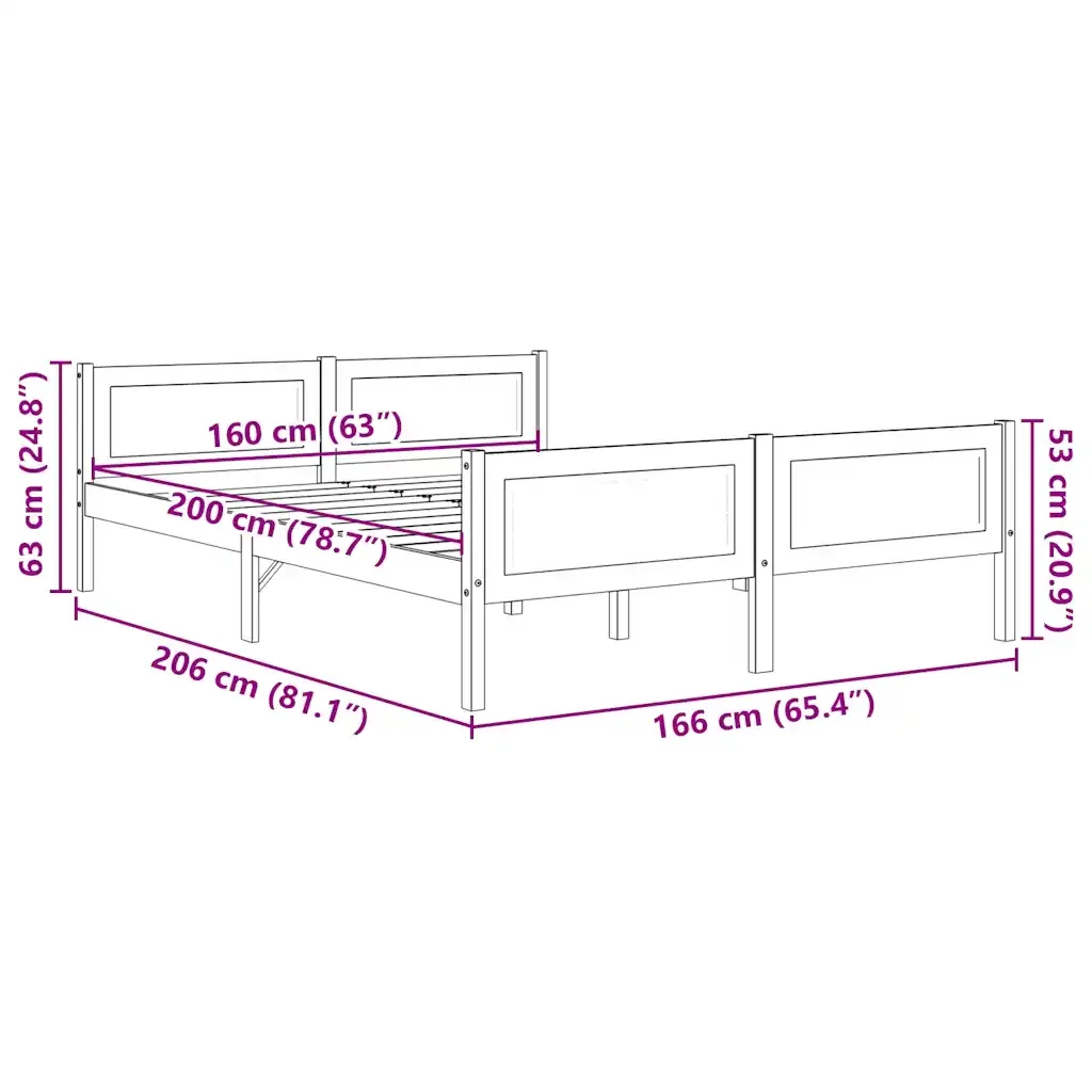 Letto matrimoniale | Letto per adulti | Giroletto Bianco in Massello di Pino 160x200 cm - Image 6