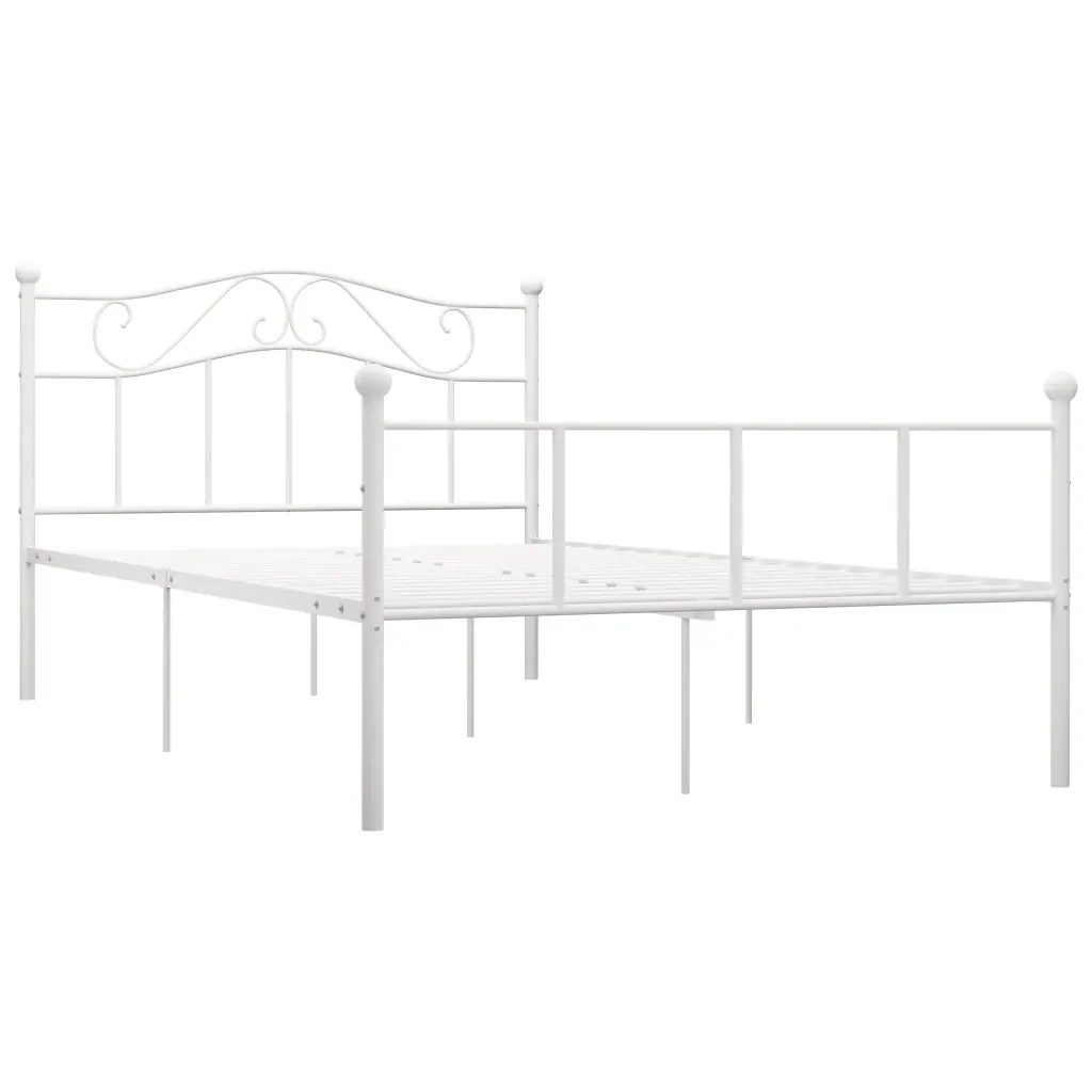 Letto matrimoniale | Letto per adulti | Giroletto Bianco in Metallo 120x200 cm