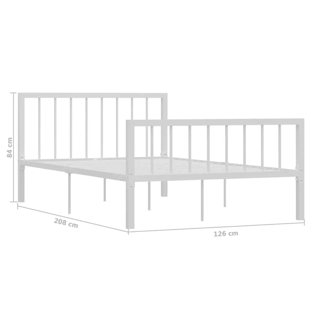 Letto matrimoniale | Letto per adulti | Giroletto Bianco in Metallo 120x200 cm - Image 6