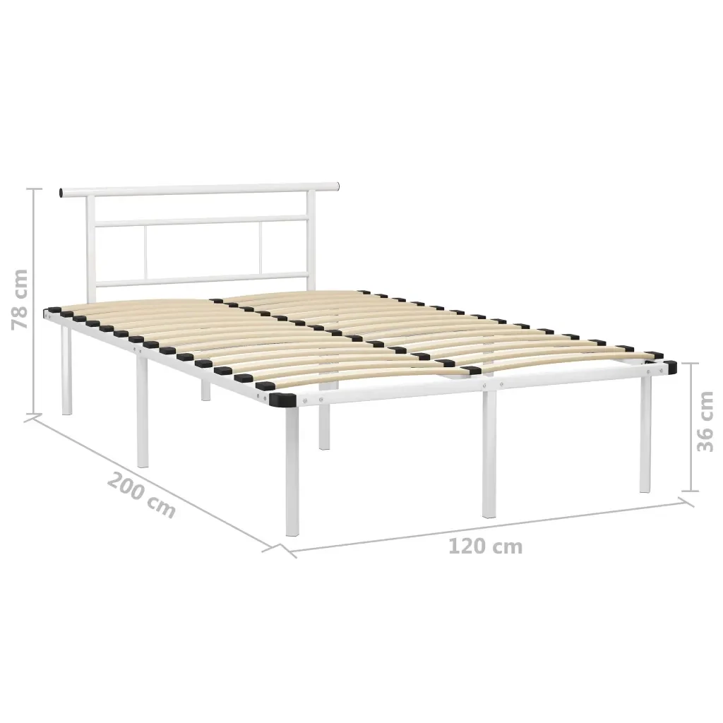 Letto matrimoniale | Letto per adulti | Giroletto Bianco in Metallo 120x200 cm - Image 6