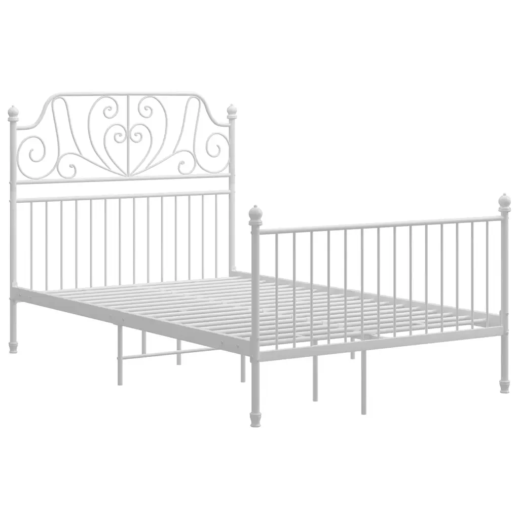 Letto matrimoniale | Letto per adulti | Giroletto Bianco in Metallo 120x200 cm - Image 2