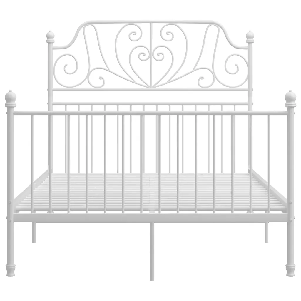 Letto matrimoniale | Letto per adulti | Giroletto Bianco in Metallo 120x200 cm - Image 4