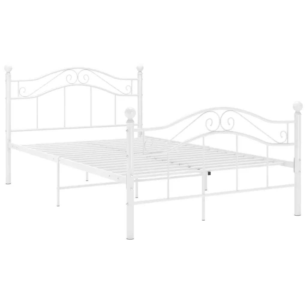 Letto matrimoniale | Letto per adulti | Giroletto Bianco in Metallo 120x200 cm - Image 2