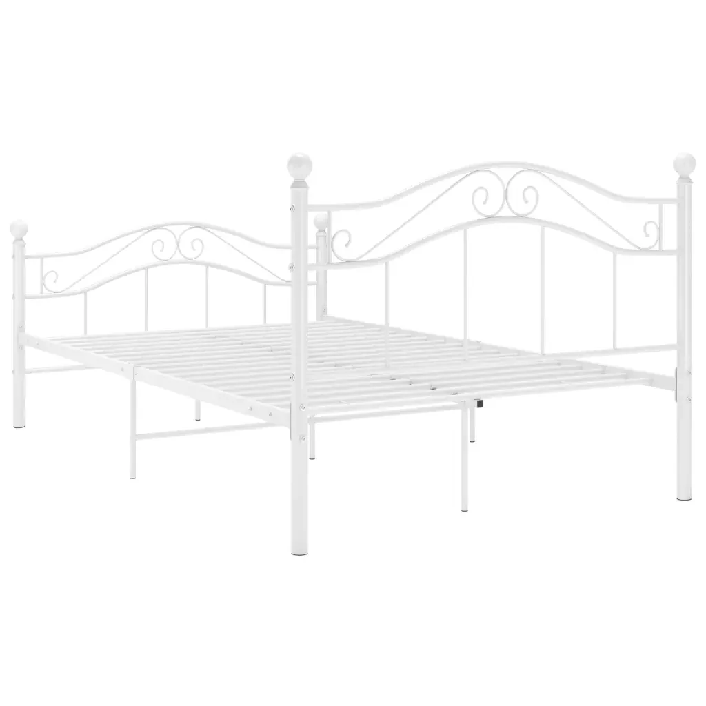 Letto matrimoniale | Letto per adulti | Giroletto Bianco in Metallo 120x200 cm - Image 5