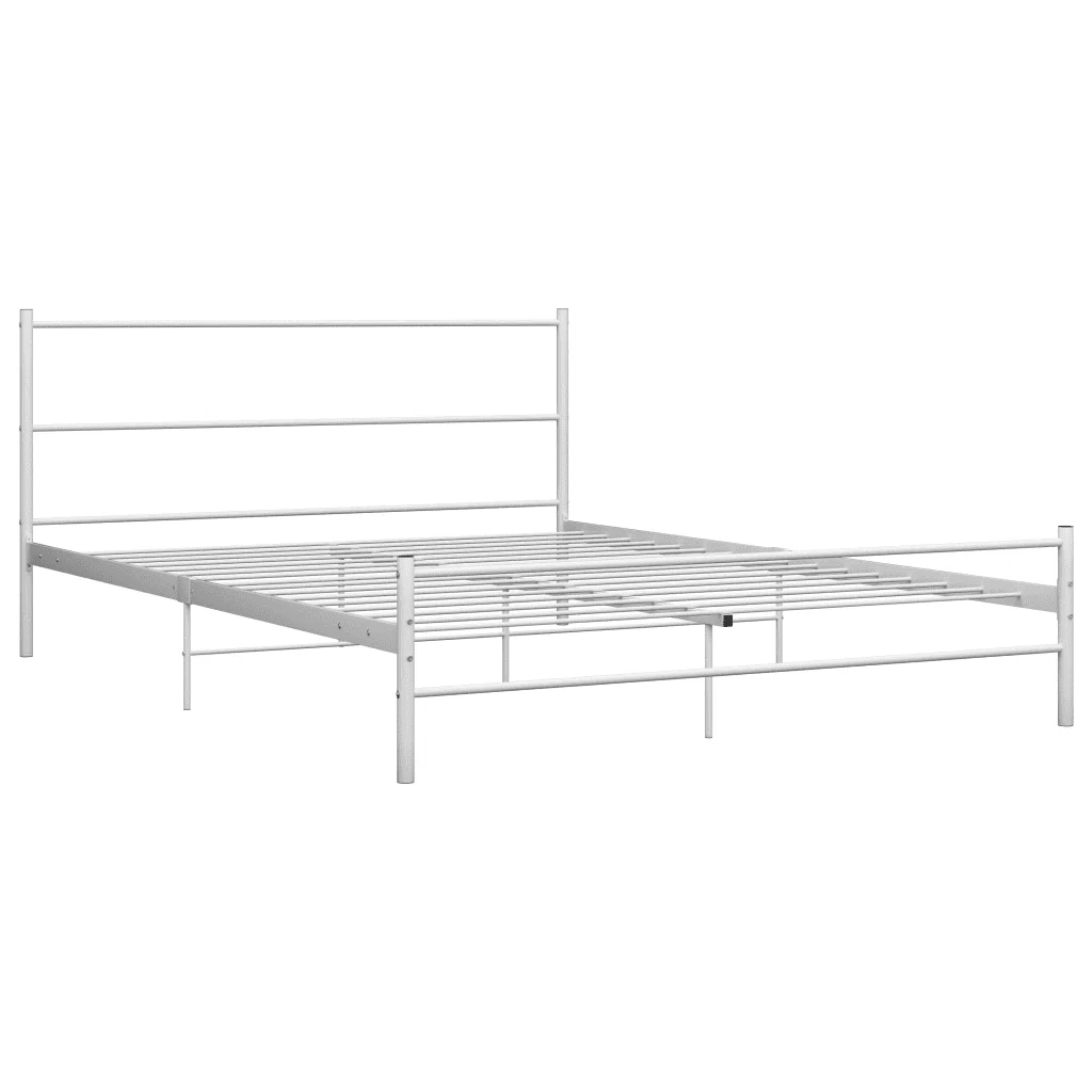 Letto matrimoniale | Letto per adulti | Giroletto Bianco in Metallo 140x200 cm - Image 2