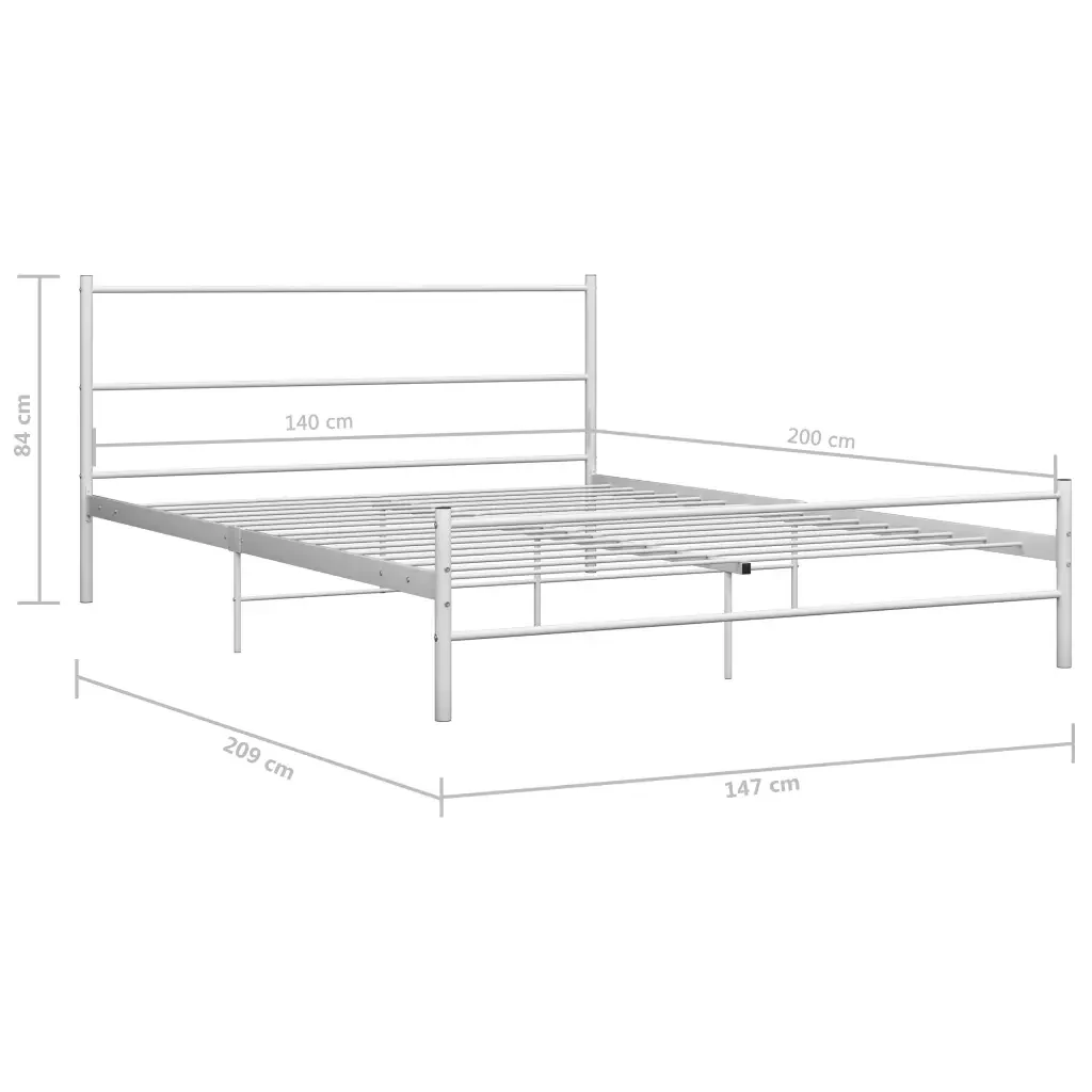 Letto matrimoniale | Letto per adulti | Giroletto Bianco in Metallo 140x200 cm - Image 7