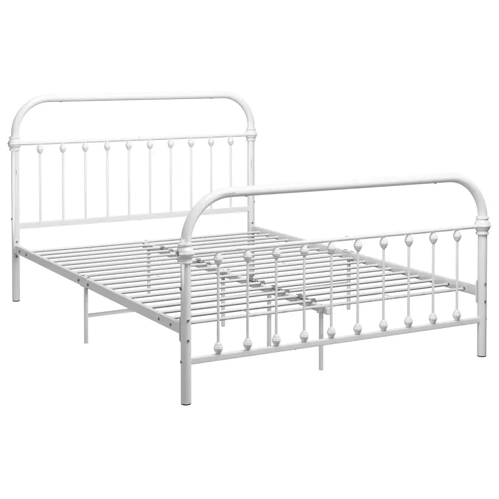 Letto matrimoniale | Letto per adulti | Giroletto Bianco in Metallo 140x200 cm - Image 2