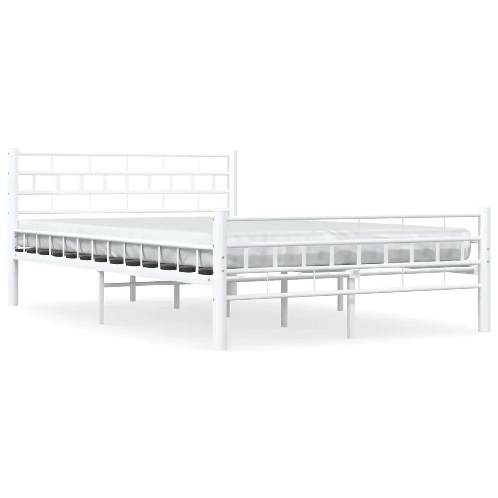 Letto matrimoniale | Letto per adulti | Giroletto Bianco in Metallo 140x200 cm