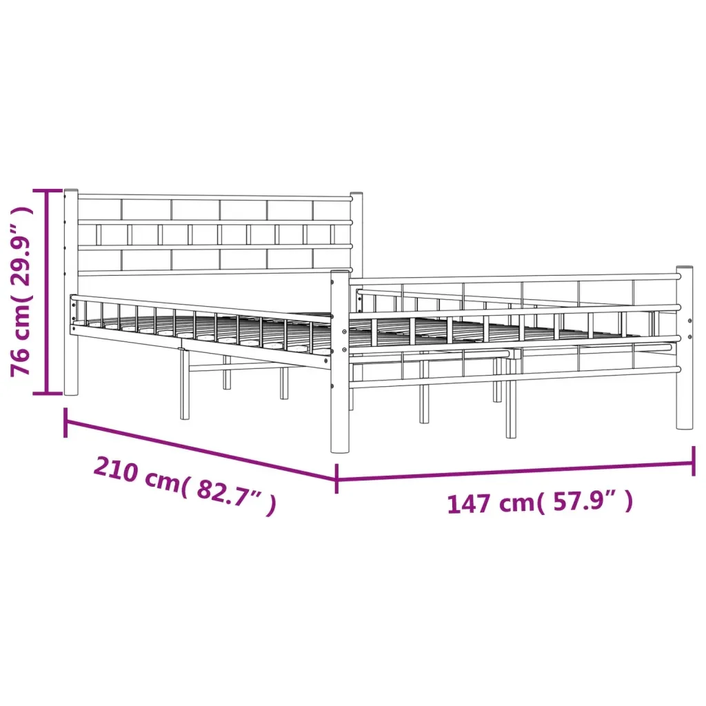 Letto matrimoniale | Letto per adulti | Giroletto Bianco in Metallo 140x200 cm - Image 10