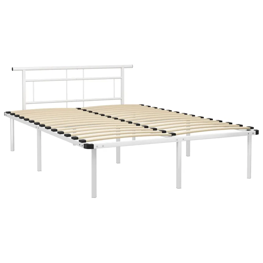 Letto matrimoniale | Letto per adulti | Giroletto Bianco in Metallo 140x200 cm