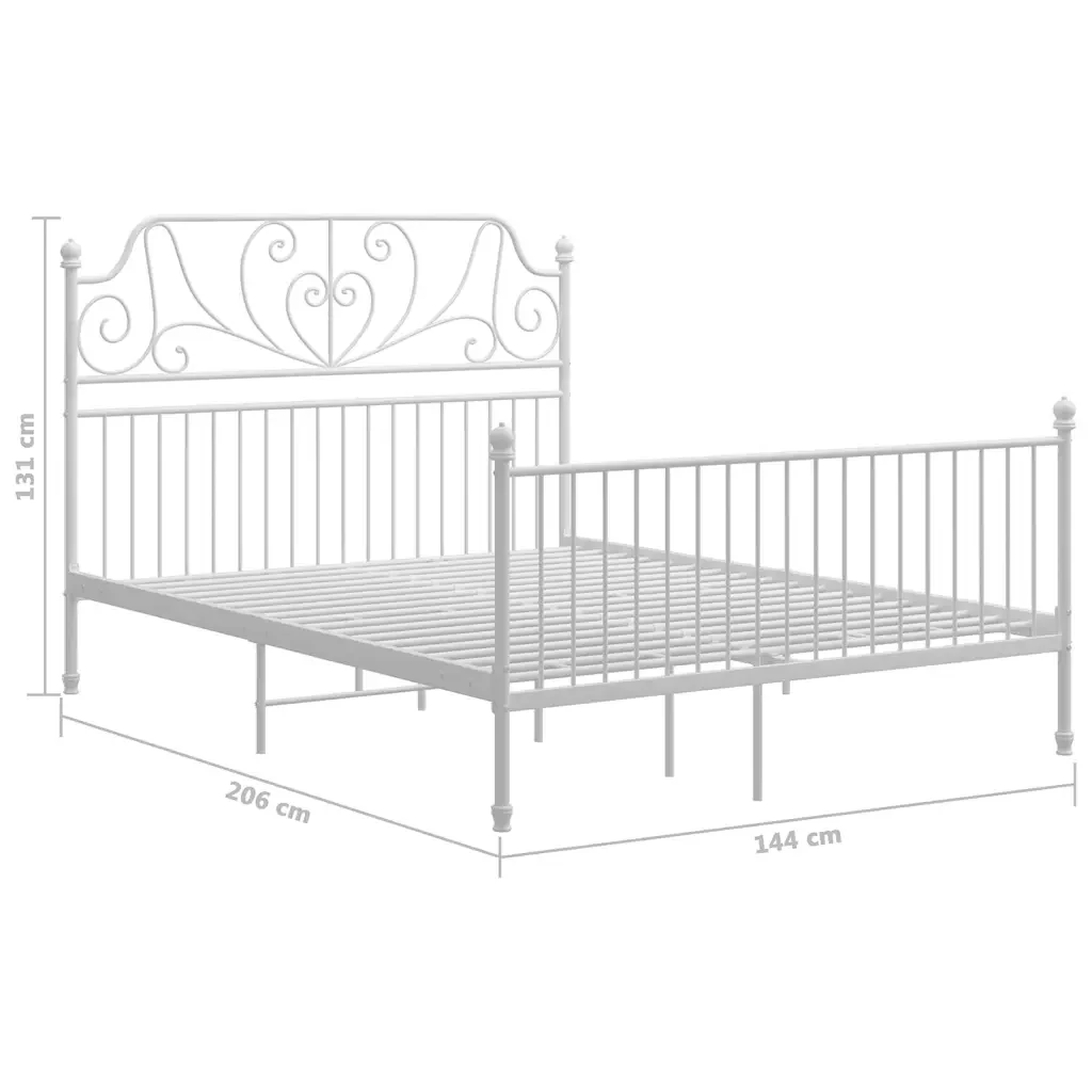 Letto matrimoniale | Letto per adulti | Giroletto Bianco in Metallo 140x200 cm - Image 6