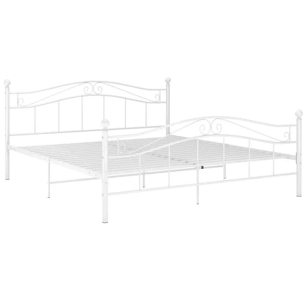 Letto matrimoniale | Letto per adulti | Giroletto Bianco in Metallo 140x200 cm
