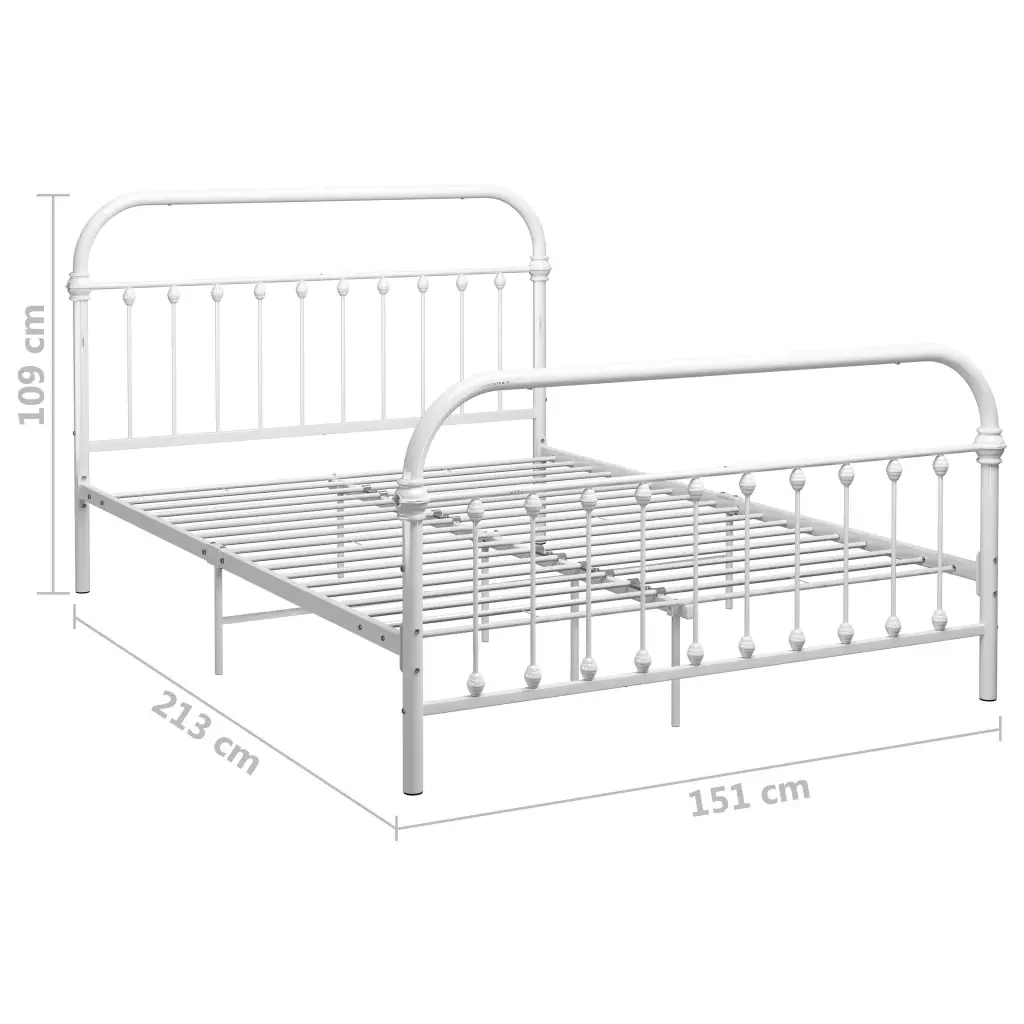 Letto matrimoniale | Letto per adulti | Giroletto Bianco in Metallo 140x200 cm - Image 6
