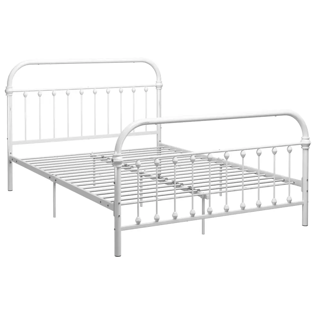 Letto matrimoniale | Letto per adulti | Giroletto Bianco in Metallo 160x200 cm - Image 2