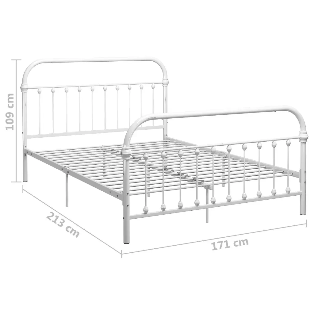 Letto matrimoniale | Letto per adulti | Giroletto Bianco in Metallo 160x200 cm - Image 6