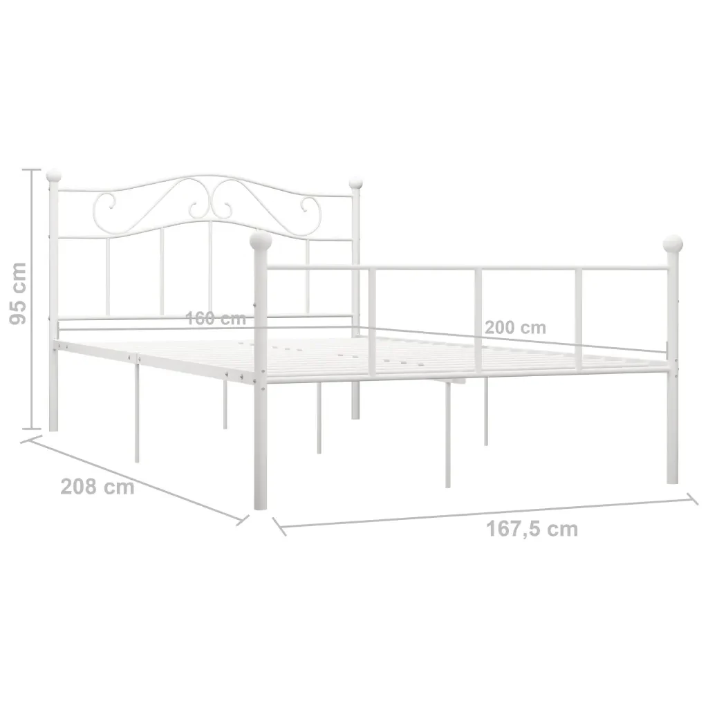 Letto matrimoniale | Letto per adulti | Giroletto Bianco in Metallo 160x200 cm - Image 6