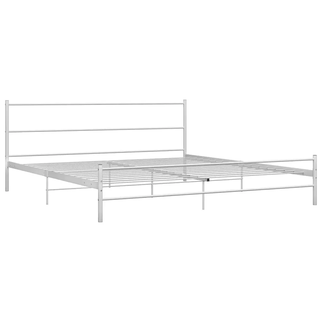Letto matrimoniale | Letto per adulti | Giroletto Bianco in Metallo 160x200 cm - Image 2