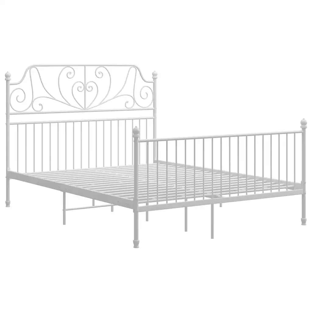 Letto matrimoniale | Letto per adulti | Giroletto Bianco in Metallo 160x200 cm - Image 2