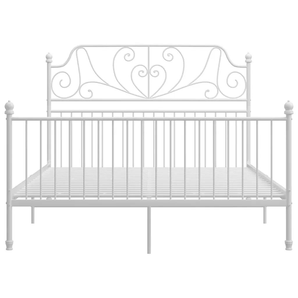 Letto matrimoniale | Letto per adulti | Giroletto Bianco in Metallo 160x200 cm - Image 3