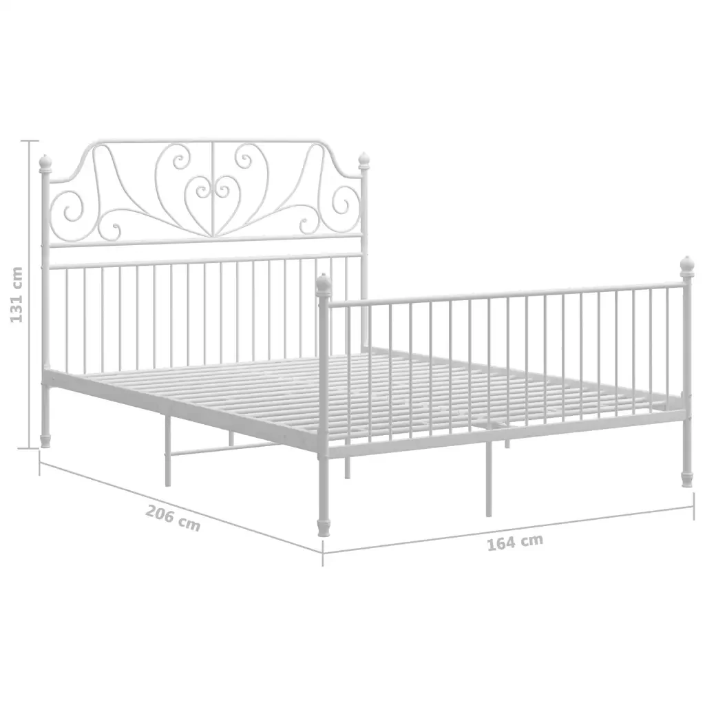 Letto matrimoniale | Letto per adulti | Giroletto Bianco in Metallo 160x200 cm - Image 6