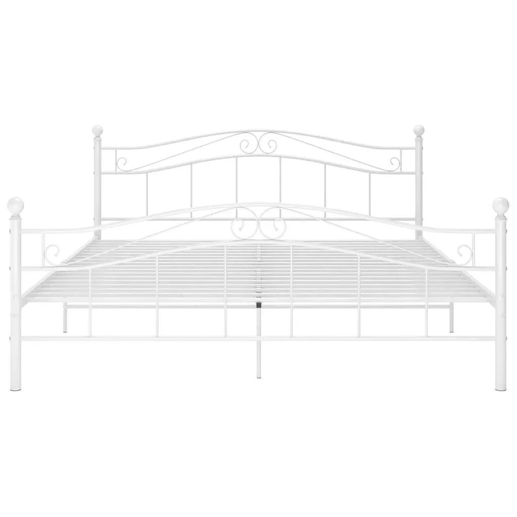 Letto matrimoniale | Letto per adulti | Giroletto Bianco in Metallo 160x200 cm - Image 3