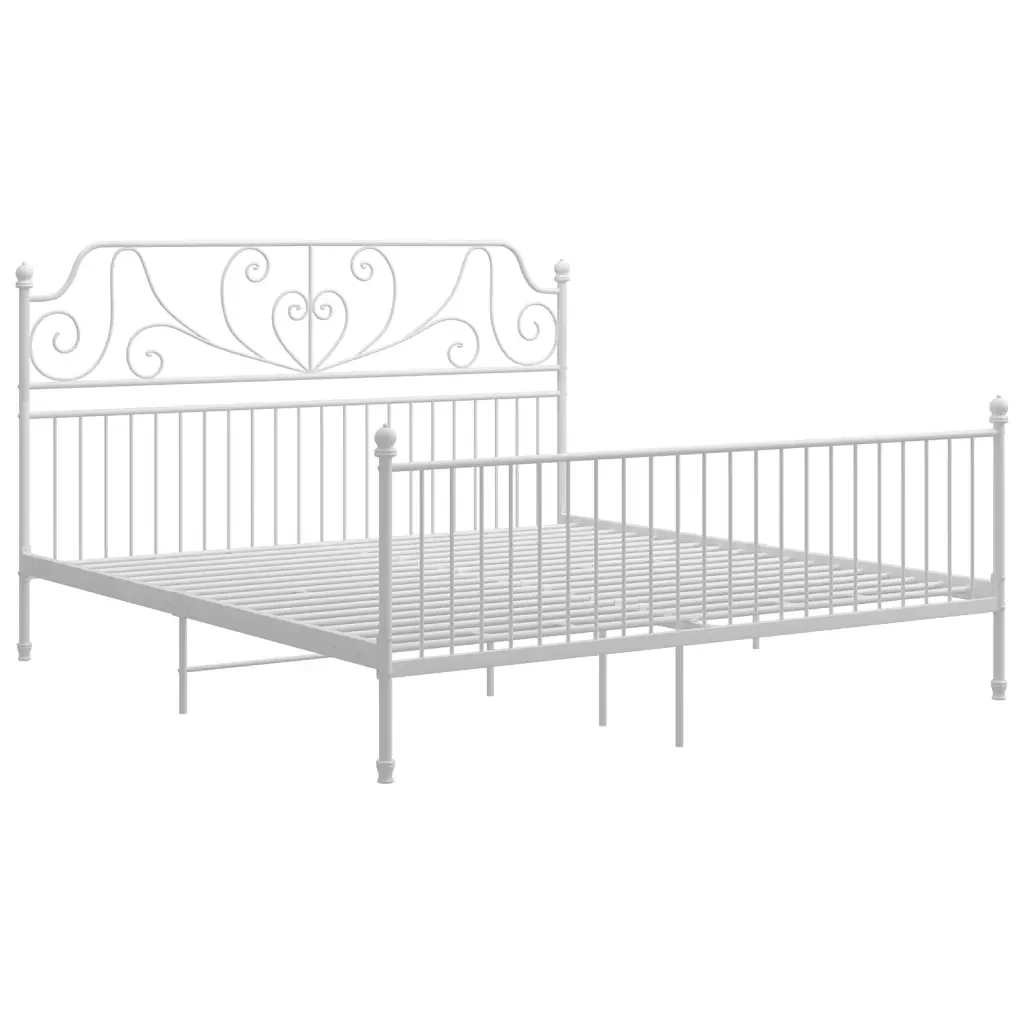 Letto matrimoniale | Letto per adulti | Giroletto Bianco in Metallo 180x200 cm - Image 2