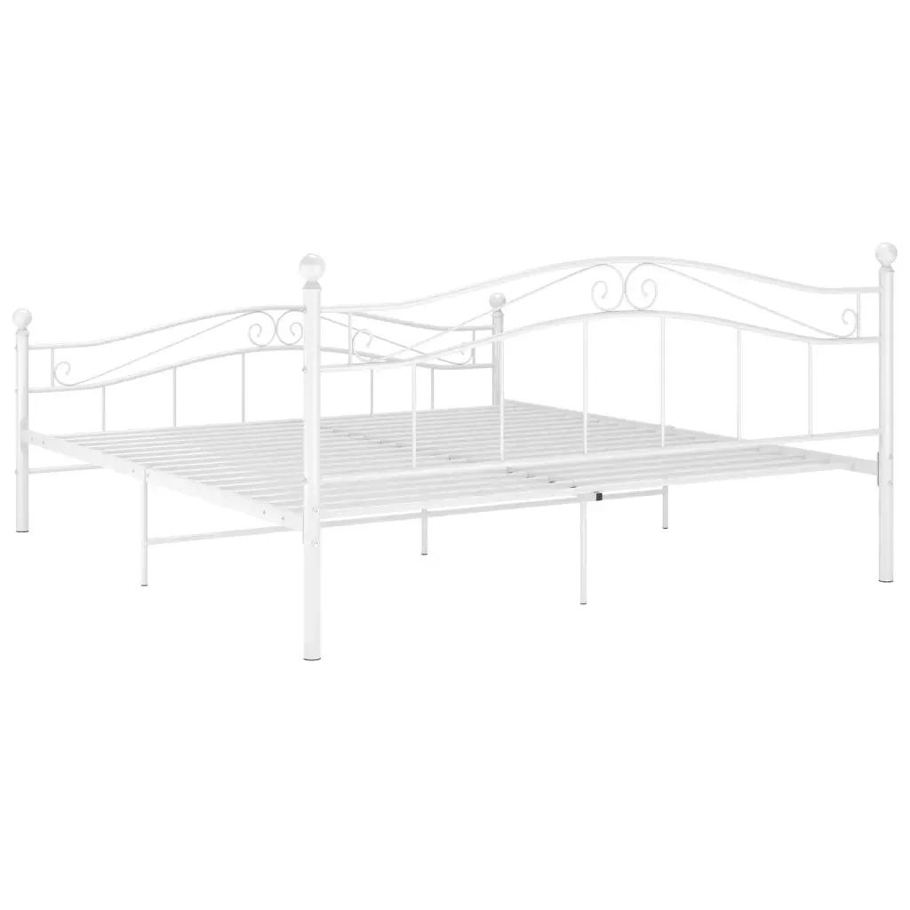 Letto matrimoniale | Letto per adulti | Giroletto Bianco in Metallo 180x200 cm - Image 5