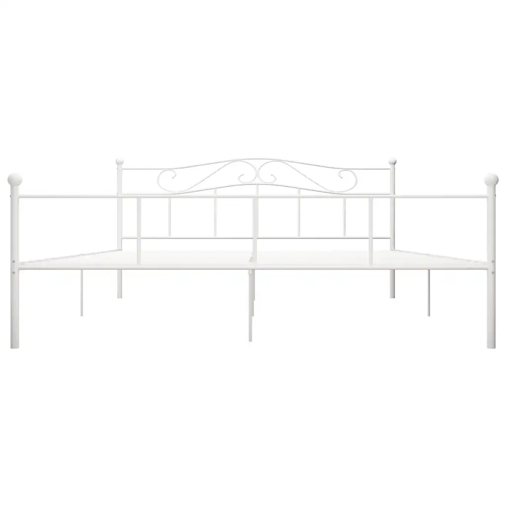 Letto matrimoniale | Letto per adulti | Giroletto Bianco in Metallo 180x200 cm - Image 4