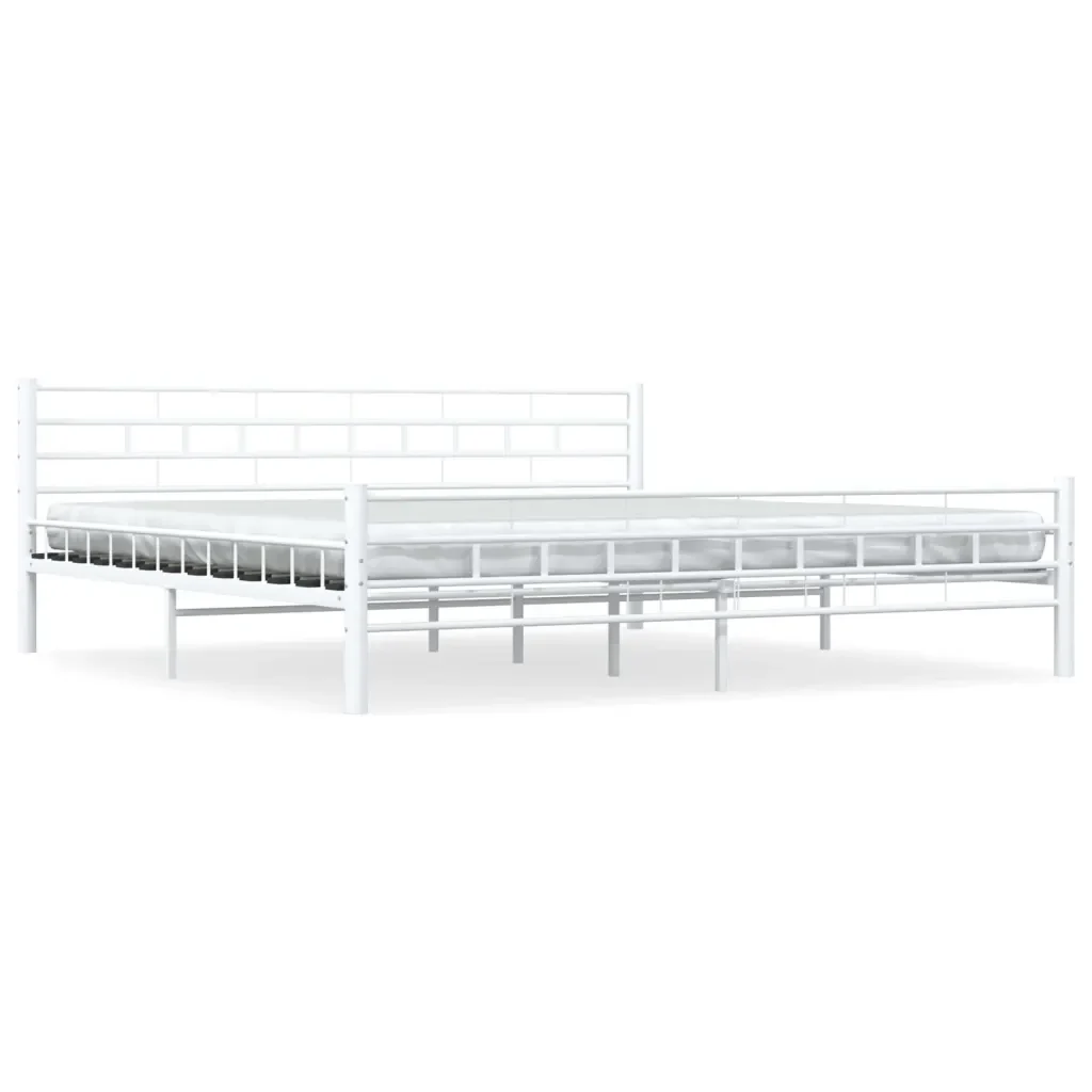 Letto matrimoniale | Letto per adulti | Giroletto Bianco in Metallo 200x200 cm