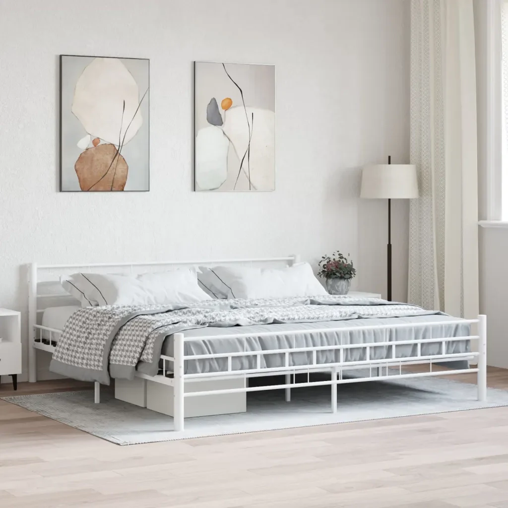 Letto matrimoniale | Letto per adulti | Giroletto Bianco in Metallo 200x200 cm - Image 2