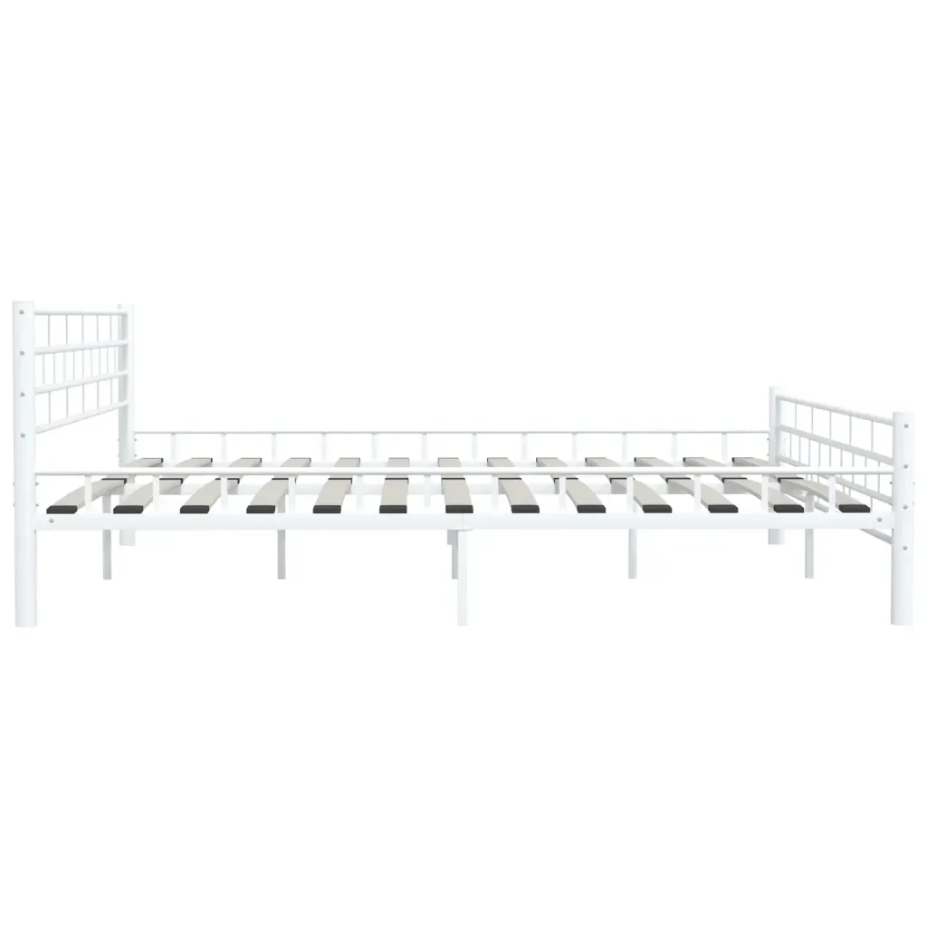 Letto matrimoniale | Letto per adulti | Giroletto Bianco in Metallo 200x200 cm - Image 6