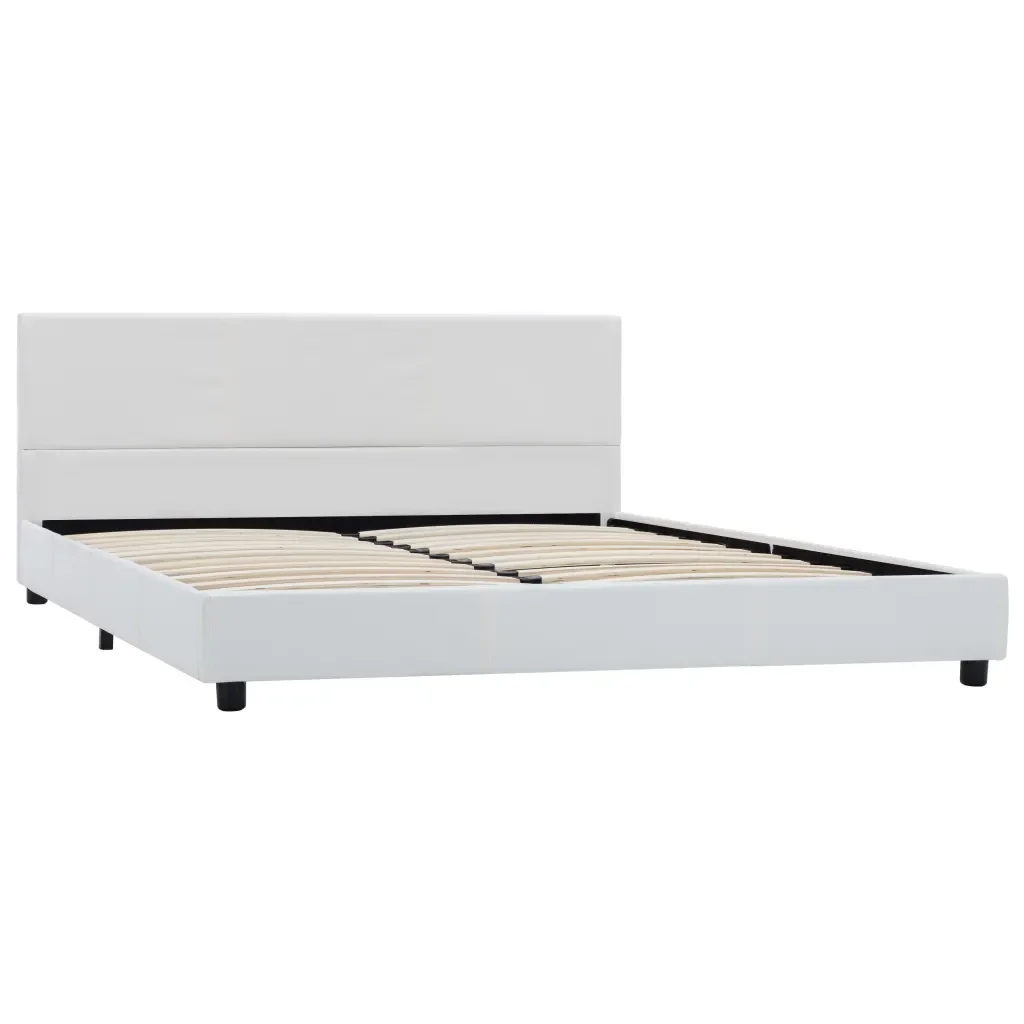 Letto matrimoniale | Letto per adulti | Giroletto Bianco in Similpelle 120x200 cm