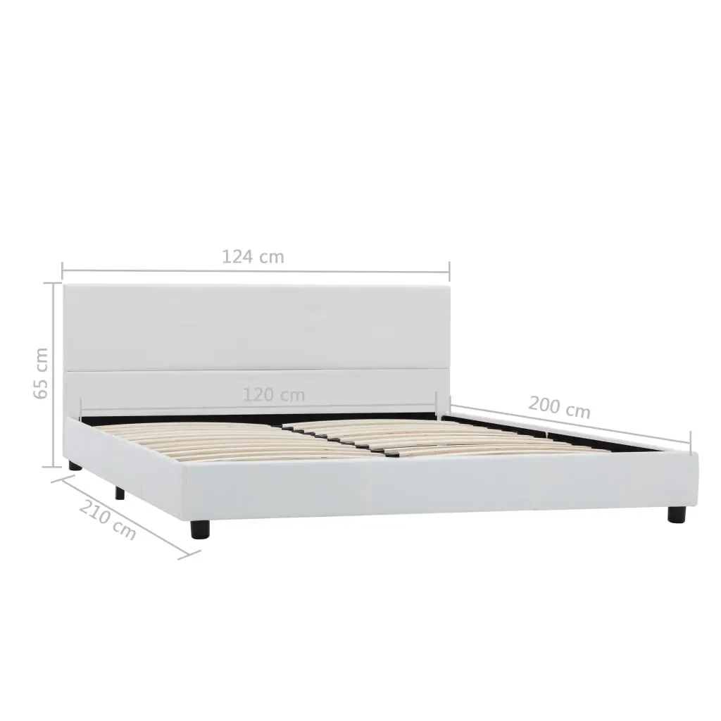 Letto matrimoniale | Letto per adulti | Giroletto Bianco in Similpelle 120x200 cm - Image 7