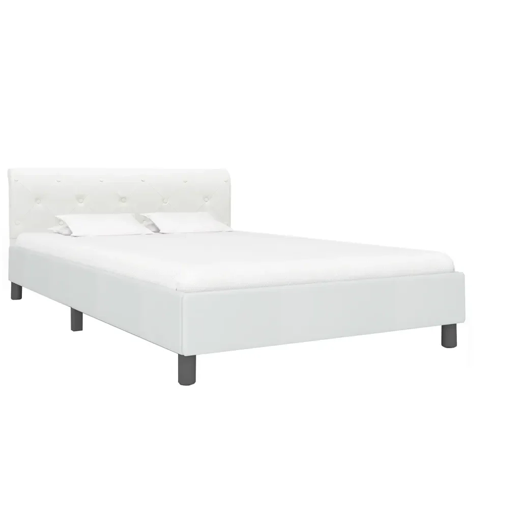 Letto matrimoniale | Letto per adulti | Giroletto Bianco in Similpelle 140x200 cm - Image 2