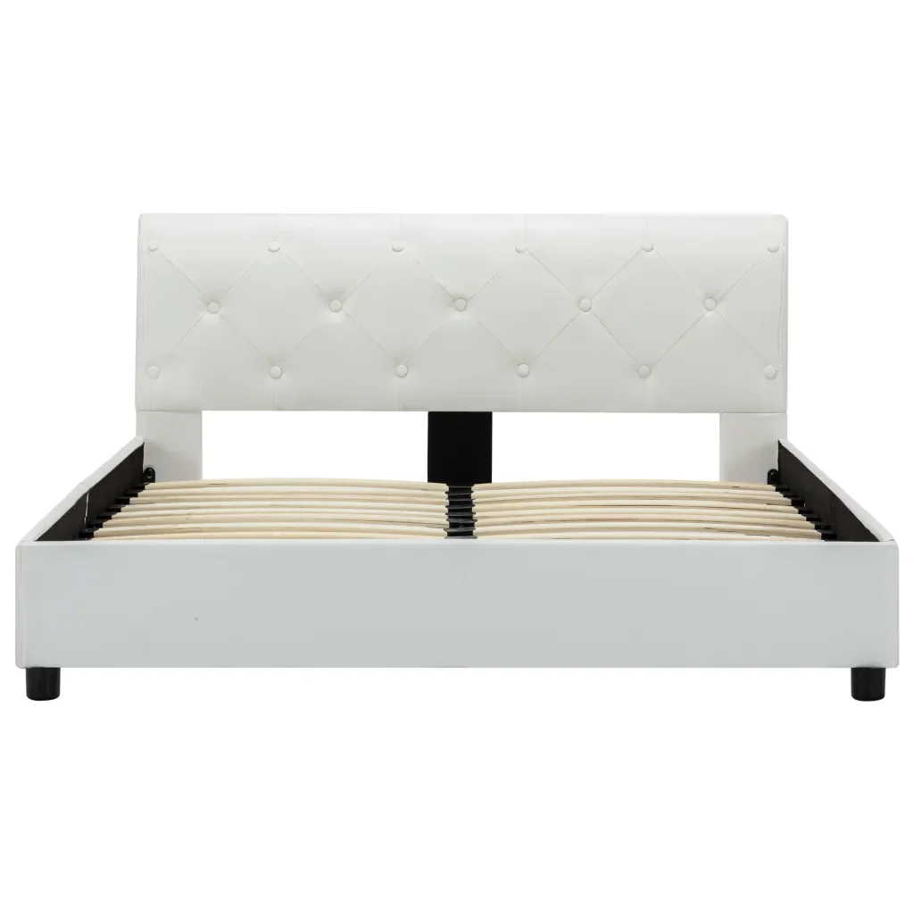 Letto matrimoniale | Letto per adulti | Giroletto Bianco in Similpelle 140x200 cm - Image 5