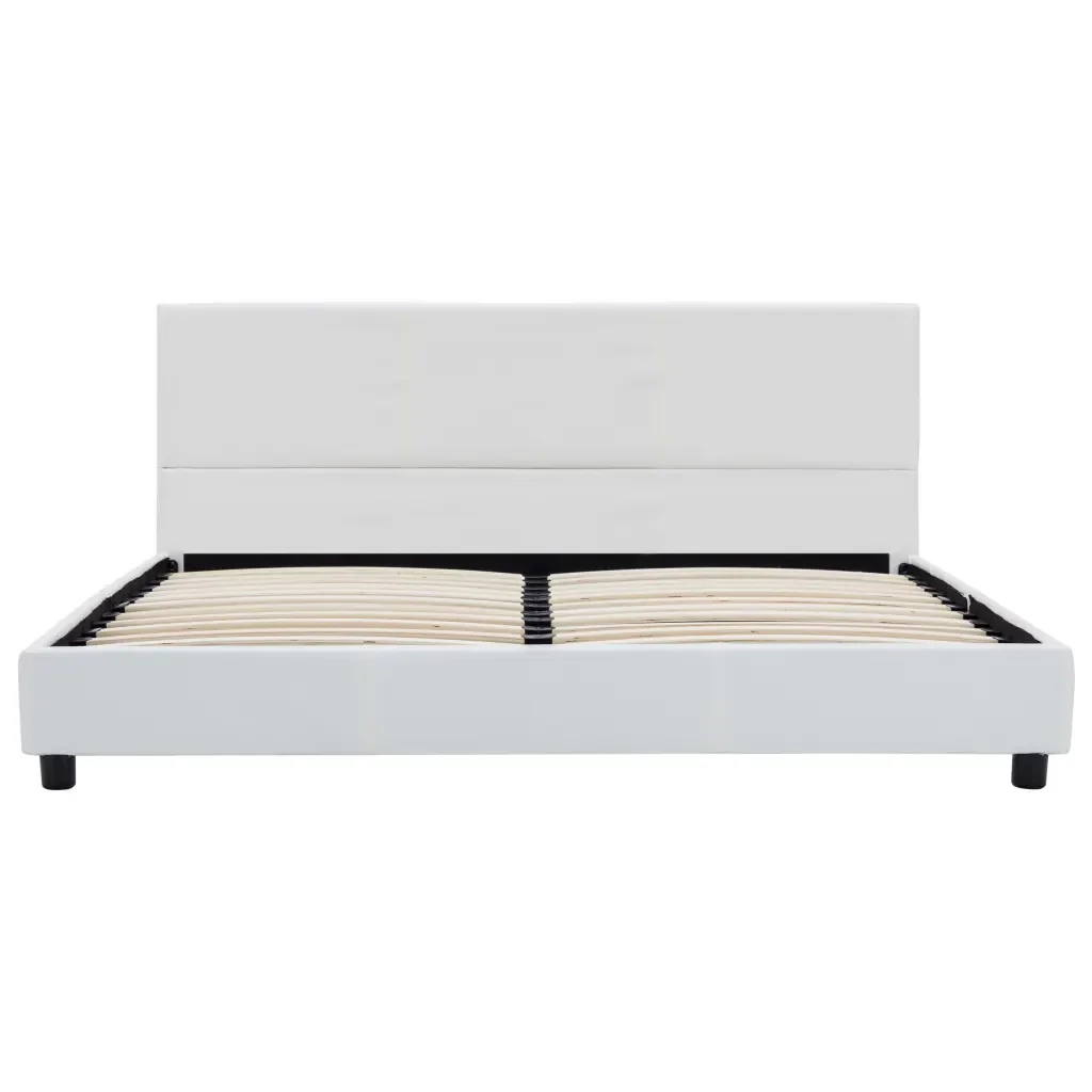 Letto matrimoniale | Letto per adulti | Giroletto Bianco in Similpelle 140x200 cm - Image 2