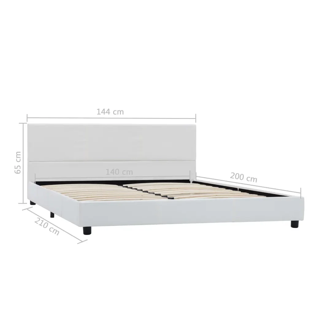 Letto matrimoniale | Letto per adulti | Giroletto Bianco in Similpelle 140x200 cm - Image 7
