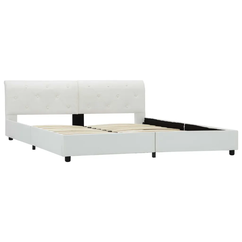 Letto matrimoniale | Letto per adulti | Giroletto Bianco in Similpelle 160x200 cm - Image 3