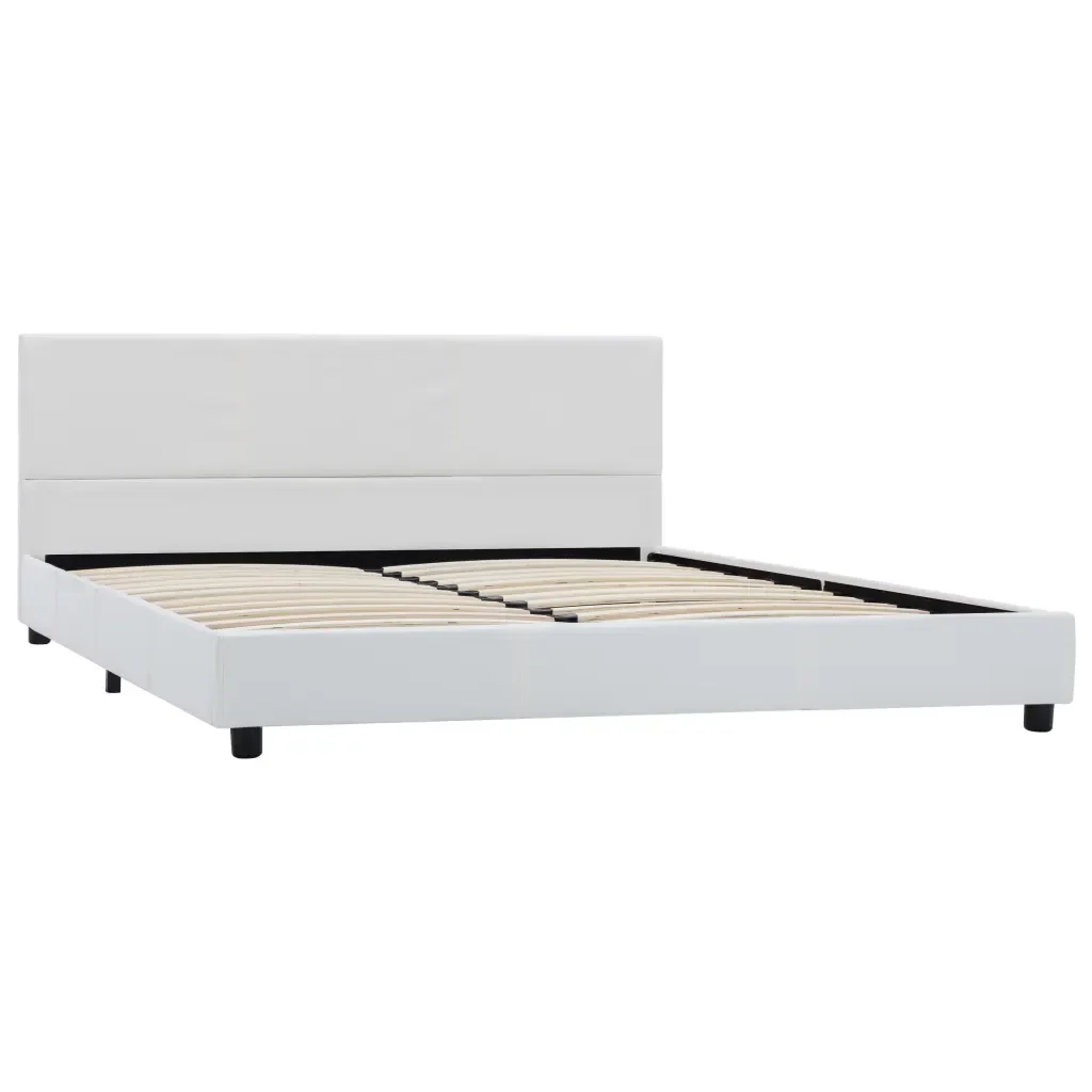 Letto matrimoniale | Letto per adulti | Giroletto Bianco in Similpelle 160x200 cm - Image 2