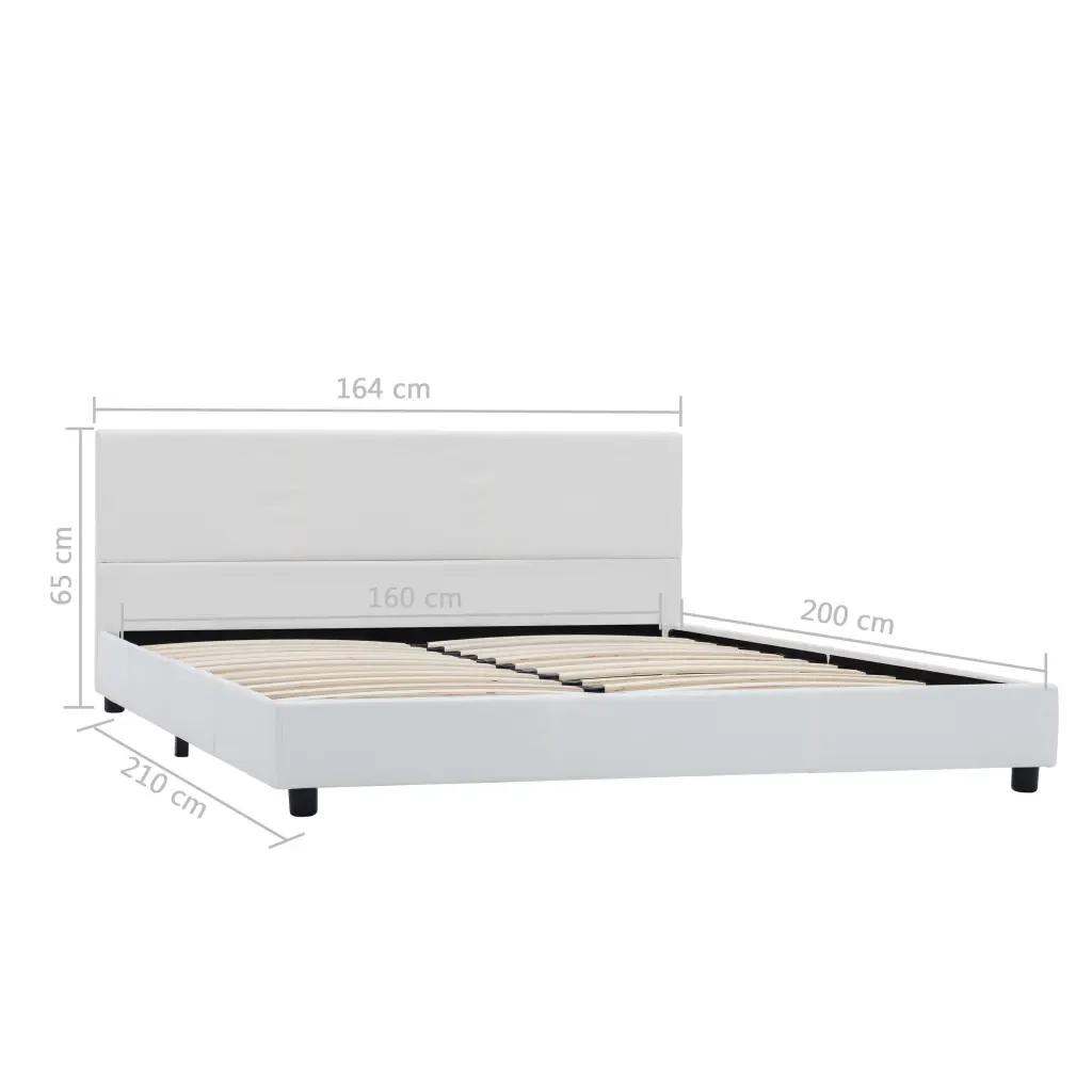 Letto matrimoniale | Letto per adulti | Giroletto Bianco in Similpelle 160x200 cm - Image 7